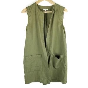 Eileen Fisher 100% Organic Cotton Vest Open Front Pockets Repurposed Size XS